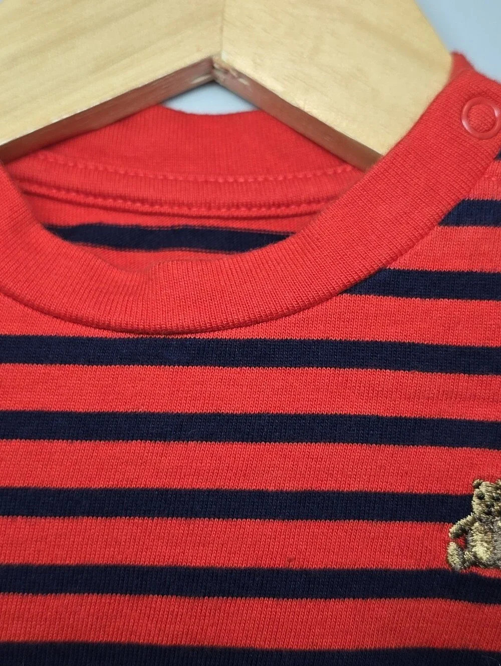 GAP Red and Black Striped Long-Sleeve Bodysuit